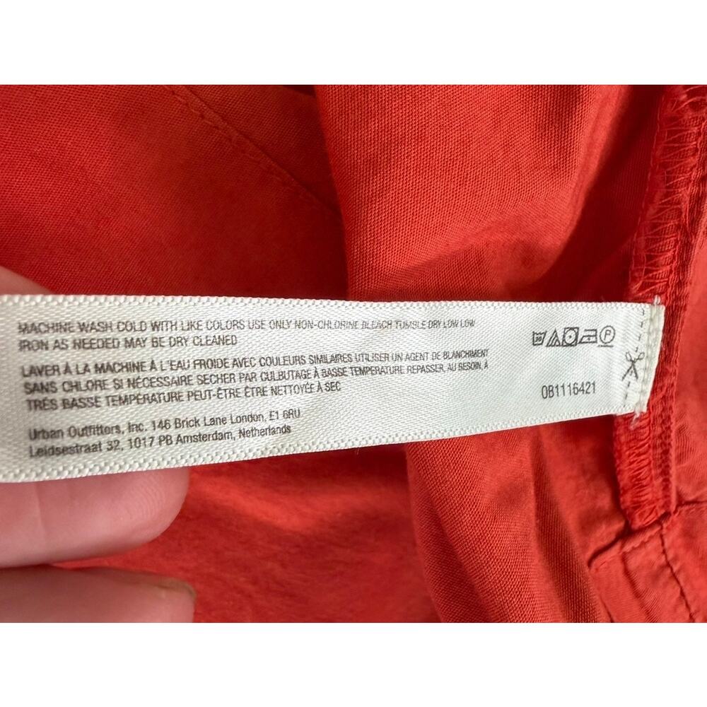 Free People Red Cotton Tiered Mini Shirt Dress Women's Small S Button Front - Picture 5 of 11